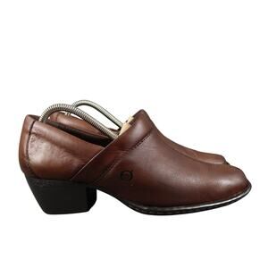 Born Shoes Womens 9.5 Bootie Low Clog Block Heel Leather Slip On Fashion Comfort